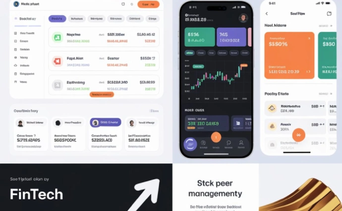 Digital banking on smartphone showing types of finance technology.