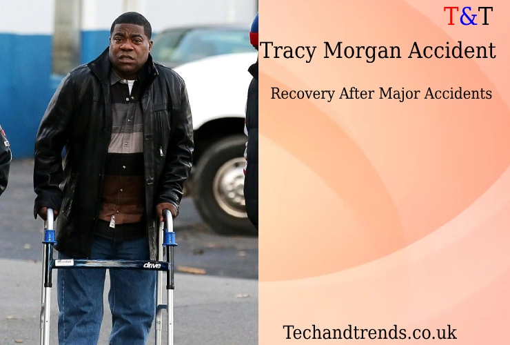 Tracy Morgan Accident scene with damaged vehicle