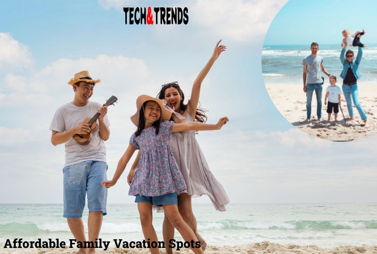 Affordable family vacation spots: kids playing on a sunny beach