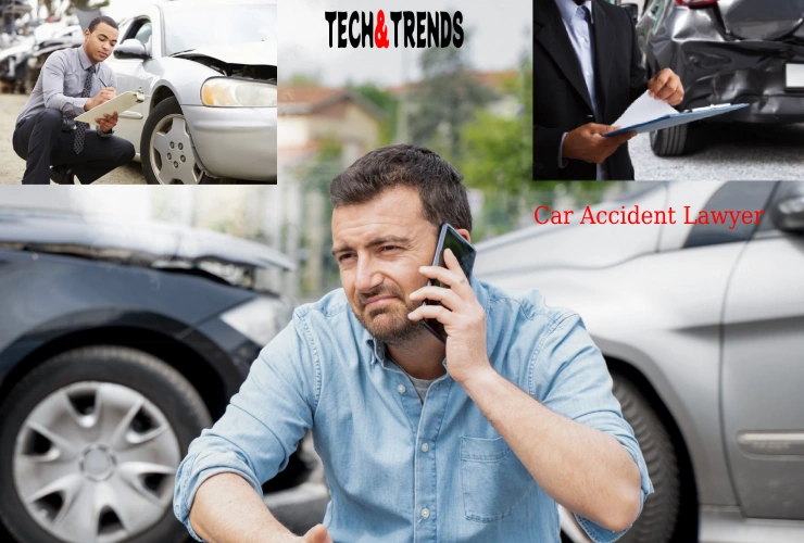 Car accident lawyer reviewing documents after a vehicle collision