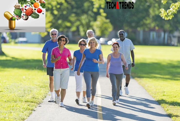 Friends walking together, embracing health and wellness