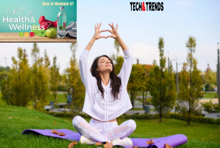 Health and wellness: woman doing yoga outdoors