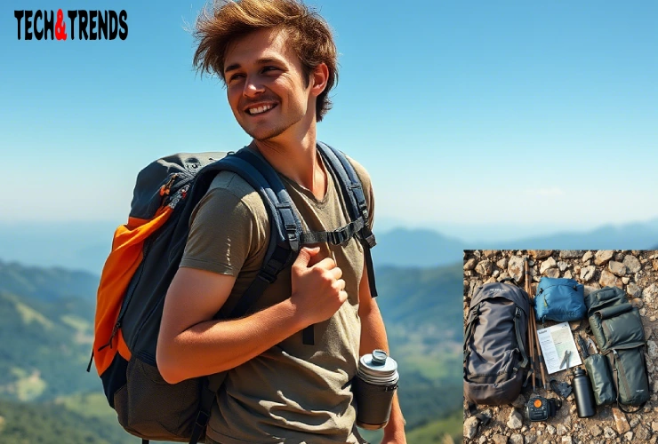 travel gear essentials for backpackers on a mountain trail